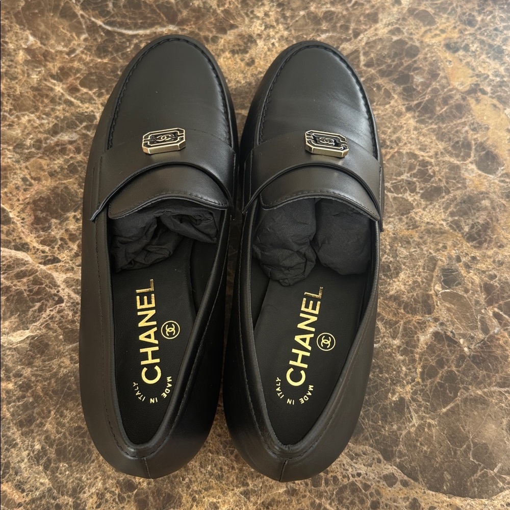 Chanel 24a black lambskin leather classic mocassins loafers flats sz 38 - Picture 6 of 10